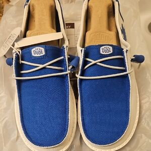 Hey Dude Women's Royal Blue and White Loafers